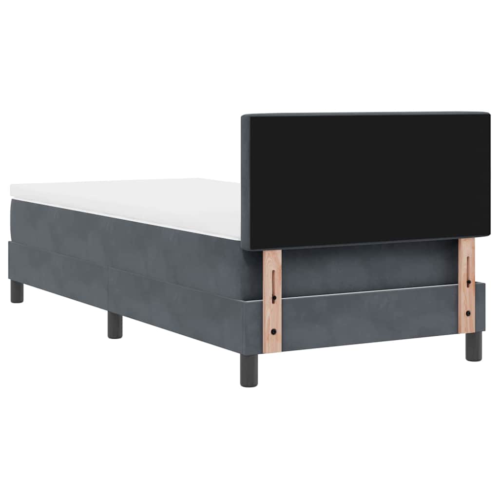 LED Boxspringbett mit Matratze Dunkelgrau 90 x 200 cm Samt