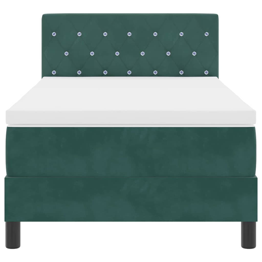 LED Boxspringbett mit Matratze Dunkelgrün 90 x 200 cm Samt