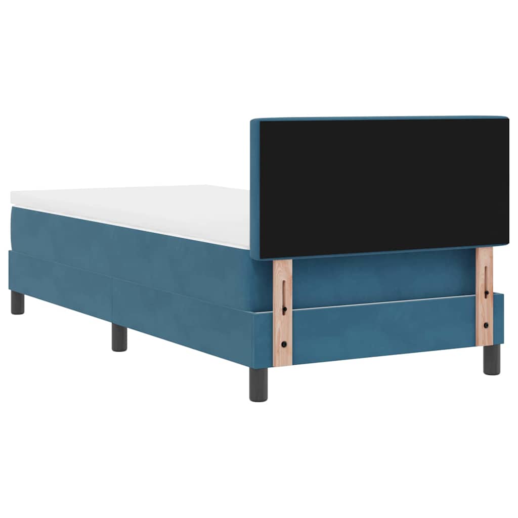 LED Boxspringbett mit Matratze Dunkelblau 90 x 200 cm Samt