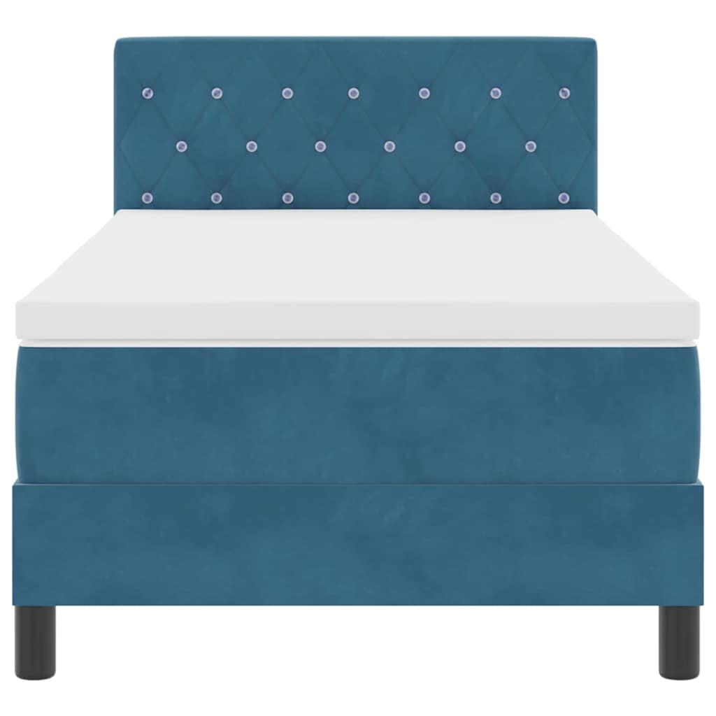 LED Boxspringbett mit Matratze Dunkelblau 90 x 200 cm Samt