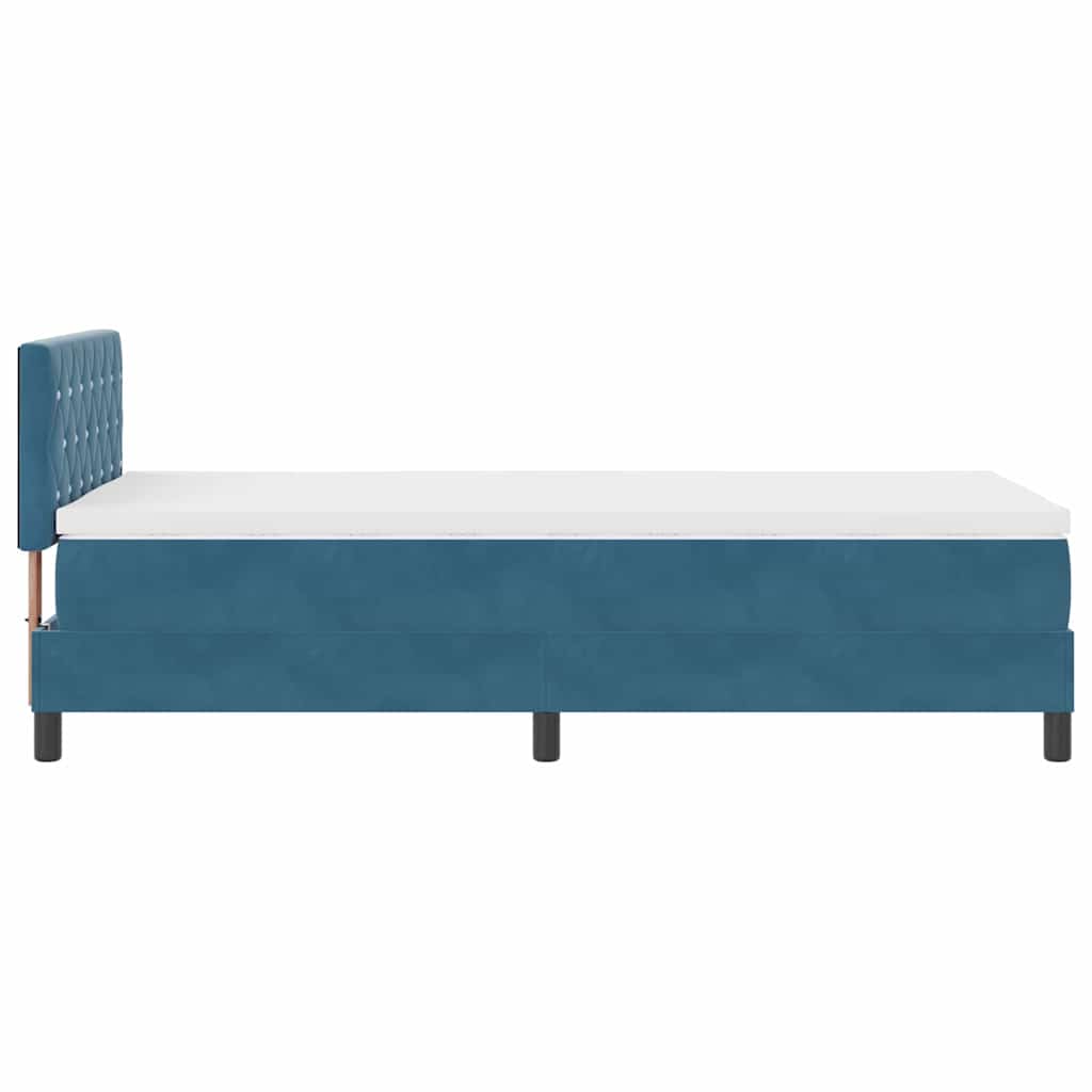 LED Boxspringbett mit Matratze Dunkelblau 90 x 200 cm Samt