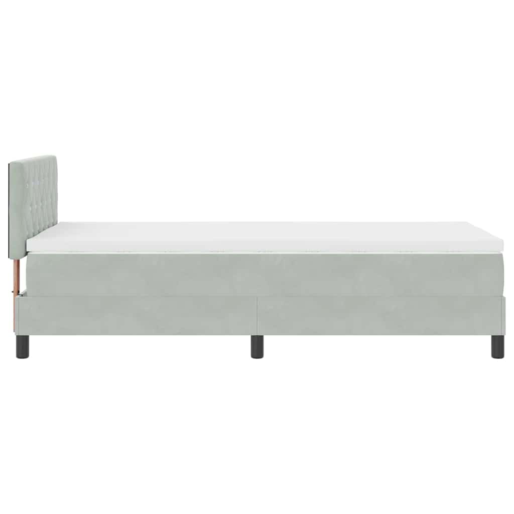 LED Boxspringbett mit Kopfteil Hellgrau 100 x 200 cm Samt