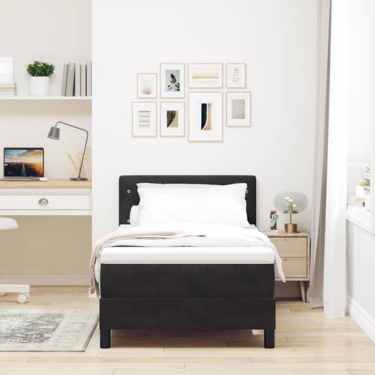 Boxspringbett mit Kopfteil Schwarz 100 x 200 cm Samt