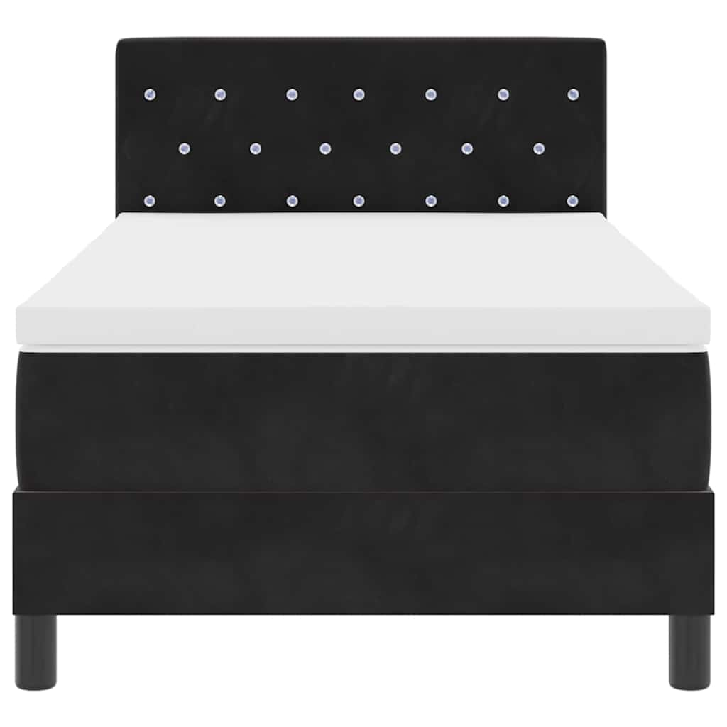 LED Boxspringbett mit Kopfteil Schwarz 100 x 200 cm Samt