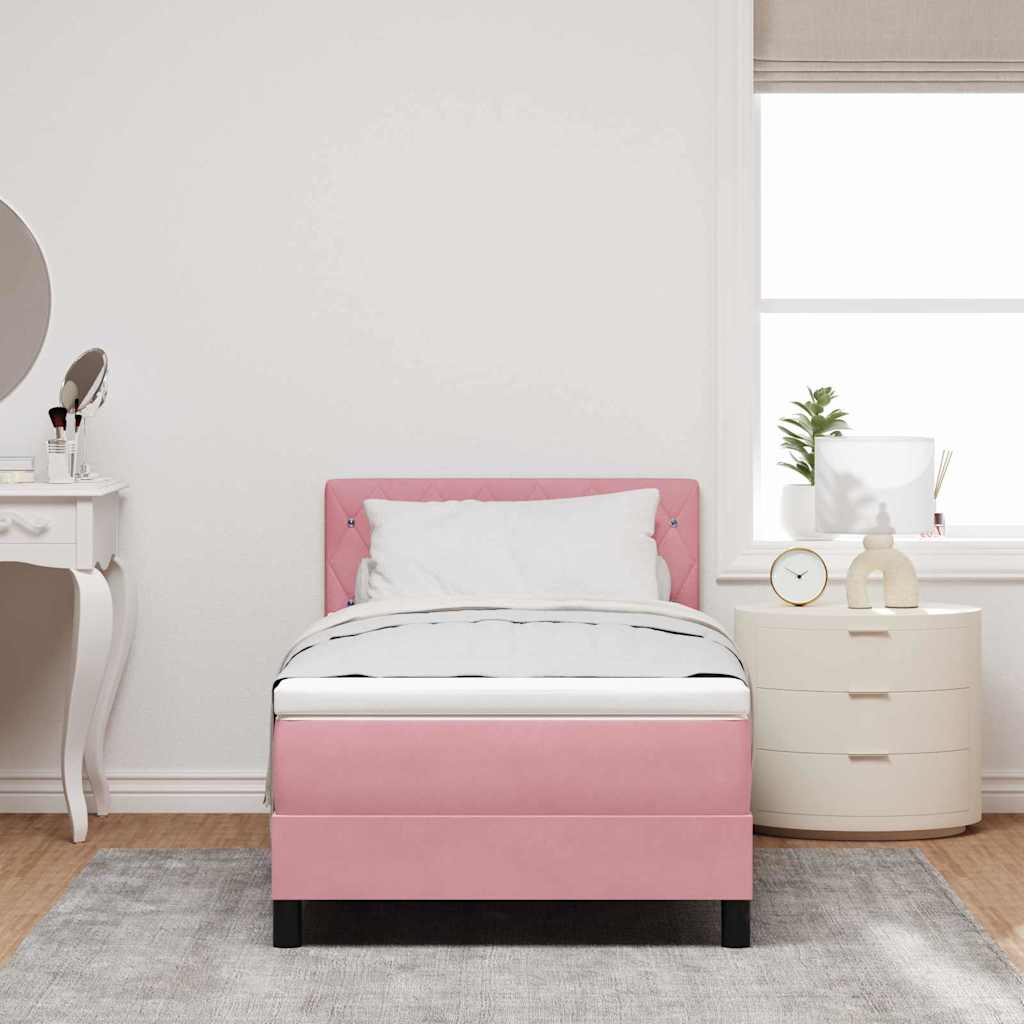LED Boxspringbett mit Kopfteil Rosa 100 x 200 cm Samt