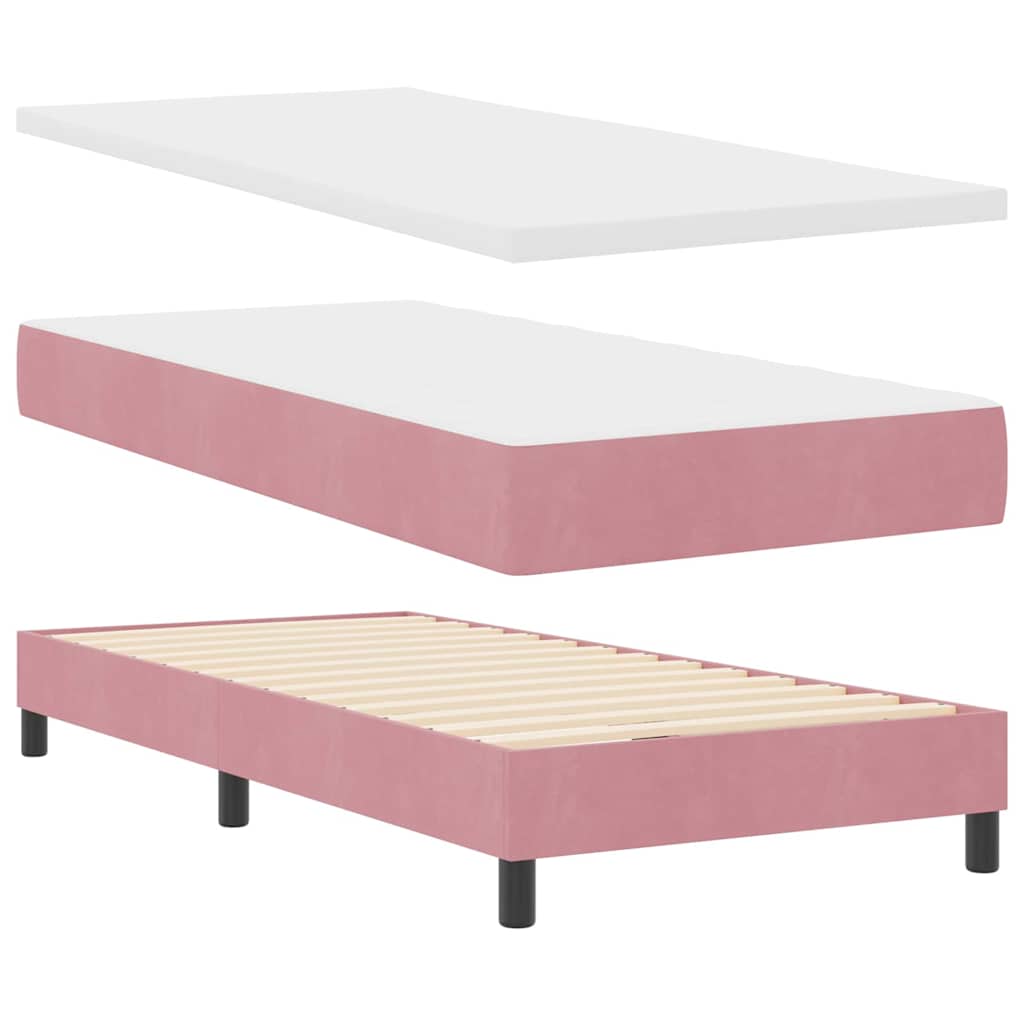 LED Boxspringbett mit Kopfteil Rosa 100 x 200 cm Samt
