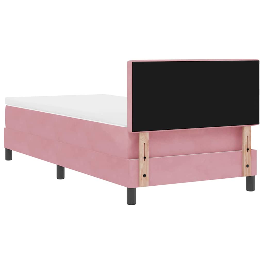 LED Boxspringbett mit Kopfteil Rosa 100 x 200 cm Samt