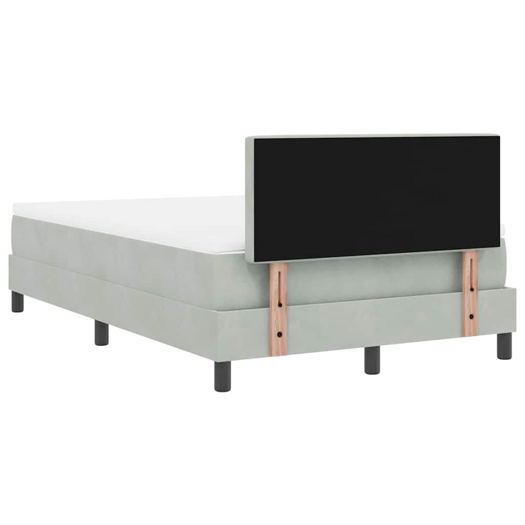 Boxspringbett mit Kopfteil Hellgrau 120 x 190 cm Samt