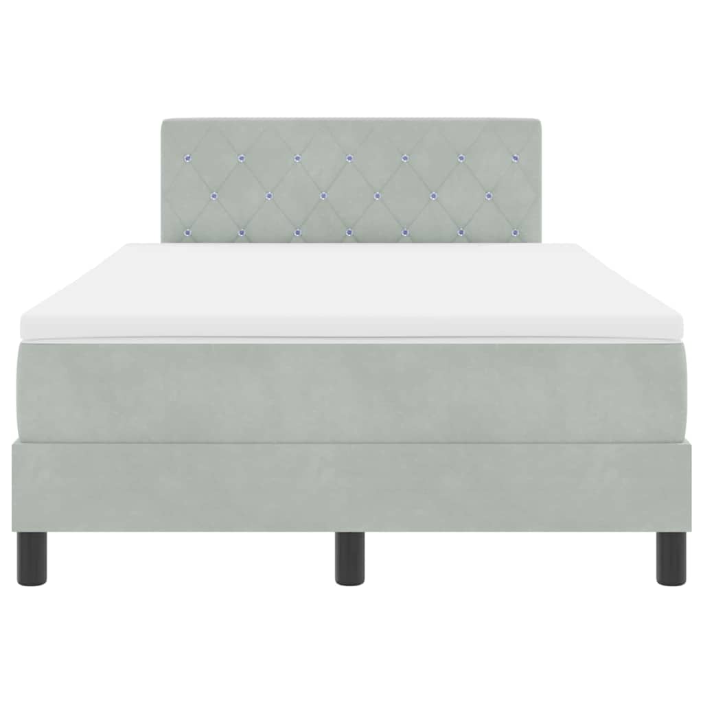 Boxspringbett mit Kopfteil Hellgrau 120 x 190 cm Samt