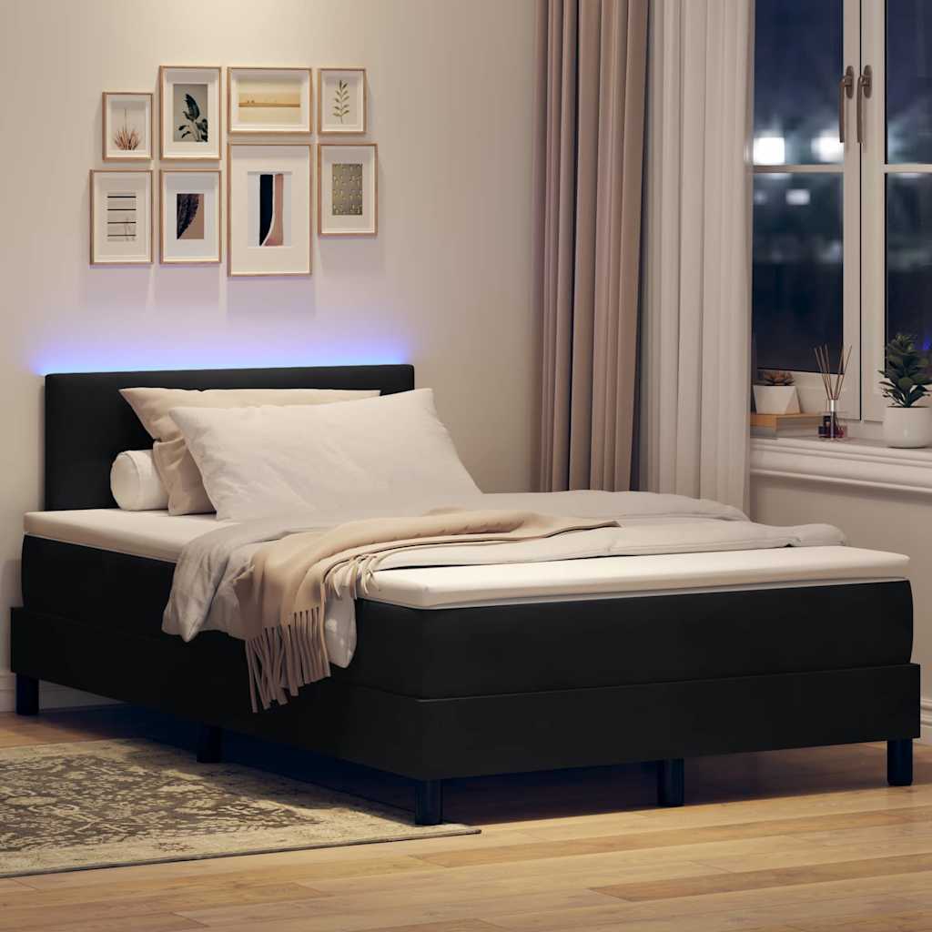 LED Boxspringbett mit Kopfteil Schwarz 120 x 190 cm Samt