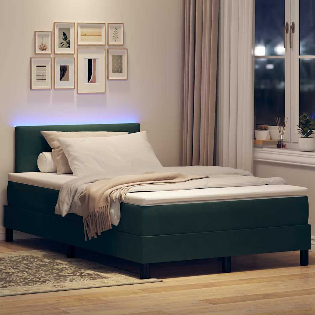 Boxspringbett mit Kopfteil Dunkelgrün 120 x 190 cm Samt
