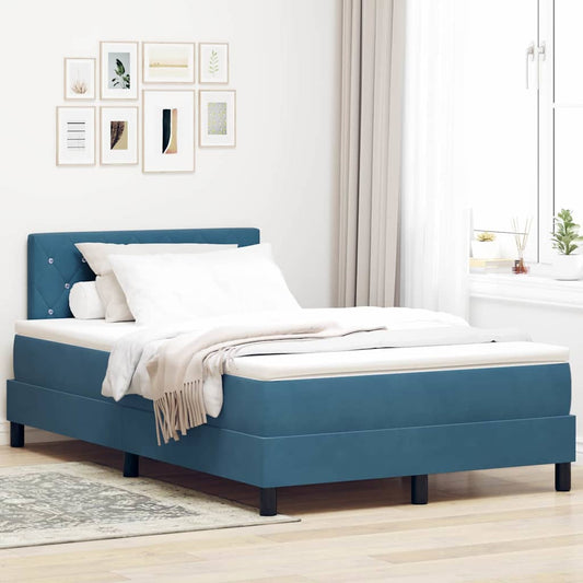 Boxspringbett mit Kopfteil Dunkelblau 120 x 190 cm Samt