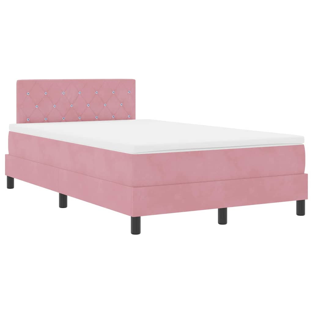LED Boxspringbett mit Kopfteil Rosa 120 x 190 cm Samt