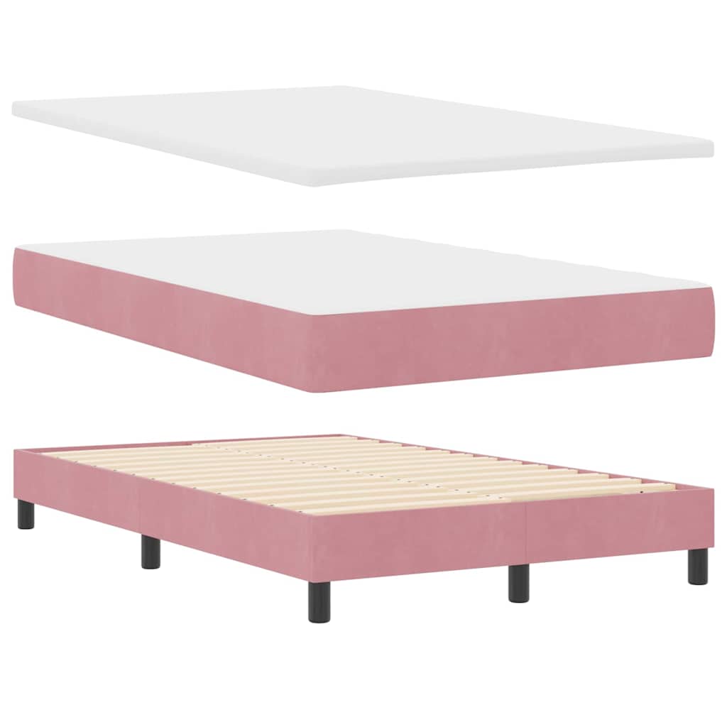 LED Boxspringbett mit Kopfteil Rosa 120 x 190 cm Samt