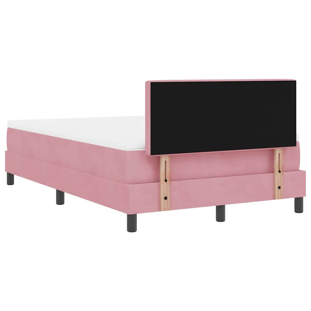 LED Boxspringbett mit Kopfteil Rosa 120 x 190 cm Samt