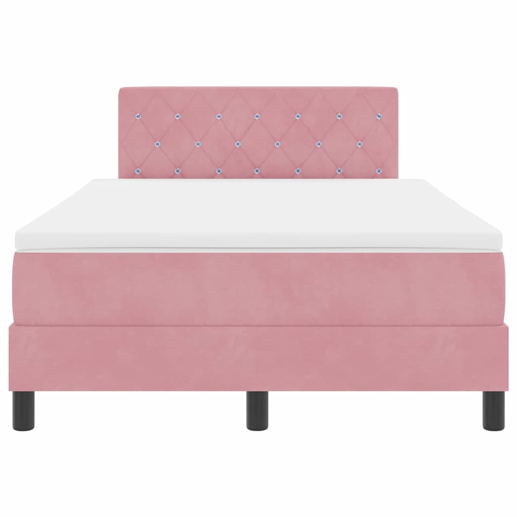 LED Boxspringbett mit Kopfteil Rosa 120 x 190 cm Samt