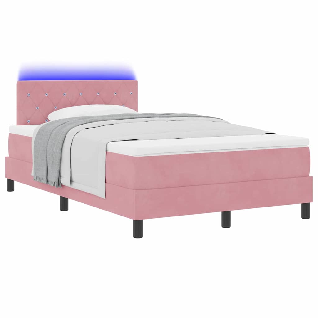 LED Boxspringbett mit Kopfteil Rosa 120 x 190 cm Samt