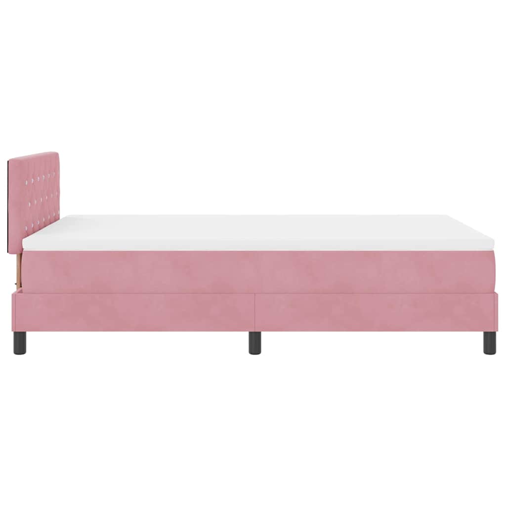 LED Boxspringbett mit Kopfteil Rosa 120 x 190 cm Samt