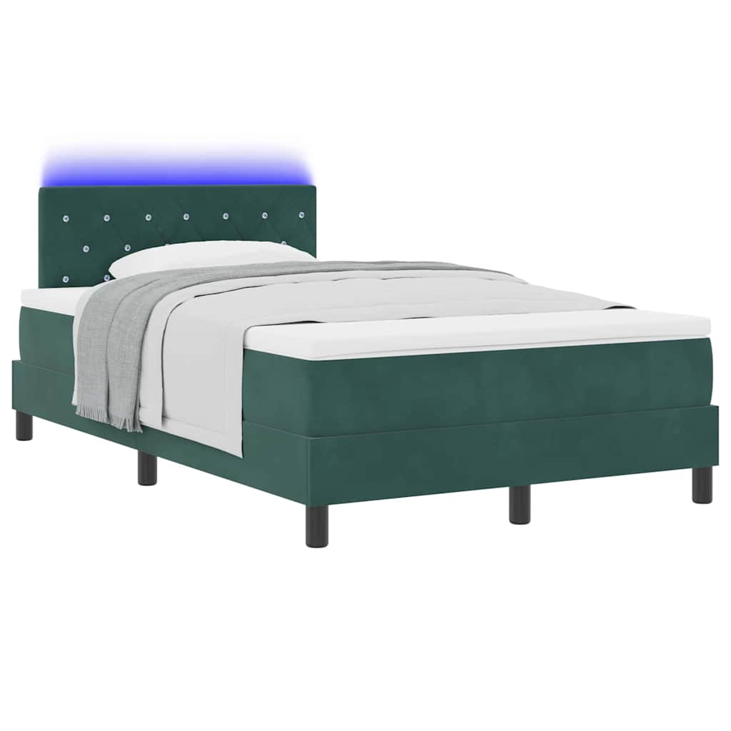 Boxspringbett mit Kopfteil Dunkelgrün 120 x 200 cm Samt