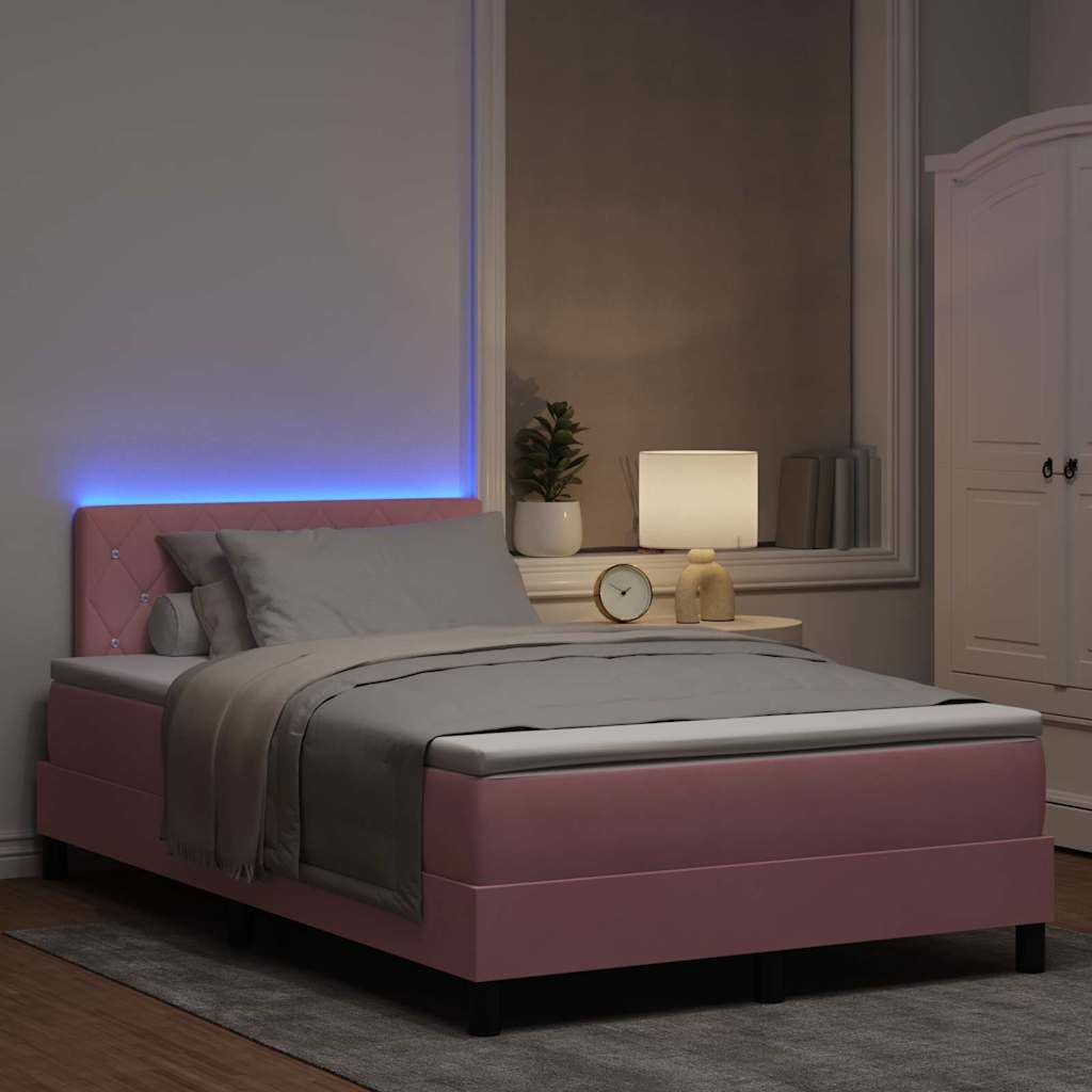 LED Boxspringbett mit Kopfteil Rosa 120 x 200 cm Samt