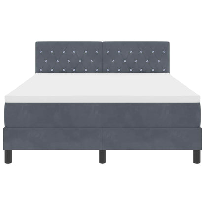 LED Boxspringbett mit Kopfteil Dunkelgrau 140 x 190 cm Samt