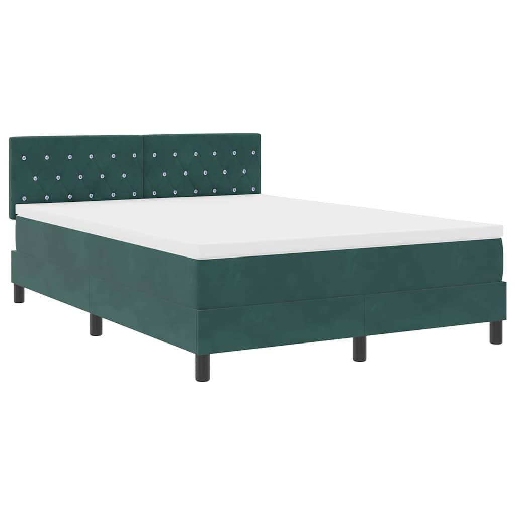 LED Boxspringbett mit Kopfteil Dunkelgrün 140 x 190 cm Samt