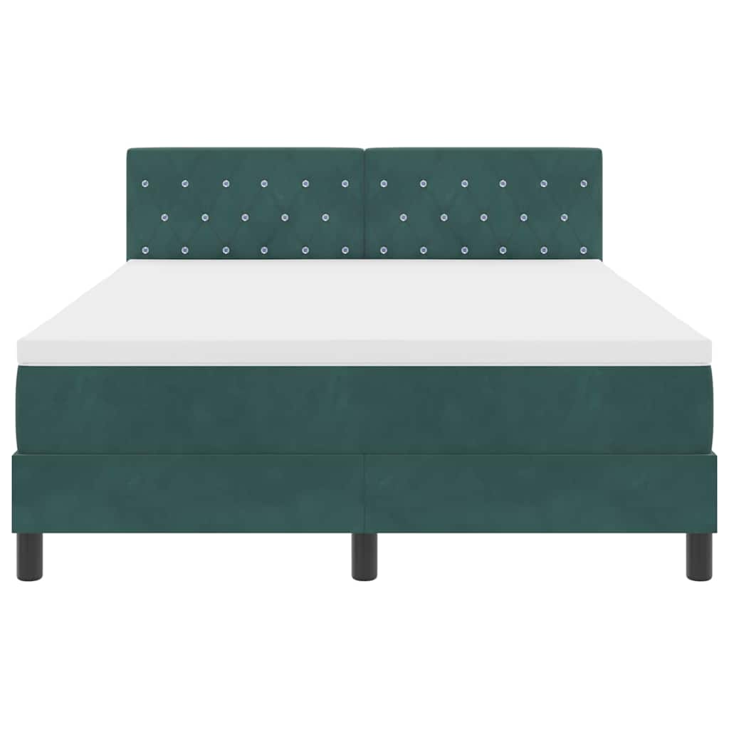 LED Boxspringbett mit Kopfteil Dunkelgrün 140 x 190 cm Samt