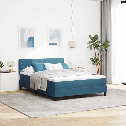 Boxspringbett mit Kopfteil Dunkelblau 140 x 190 cm Samt