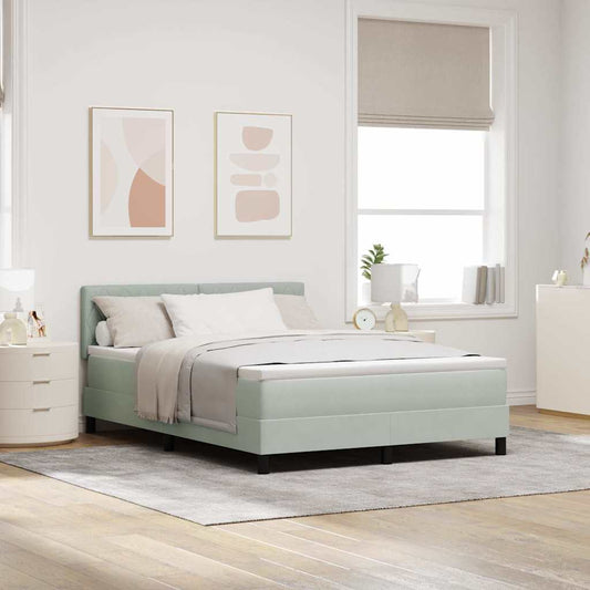 Boxspringbett mit Kopfteil Hellgrau 140 x 200 cm Samt
