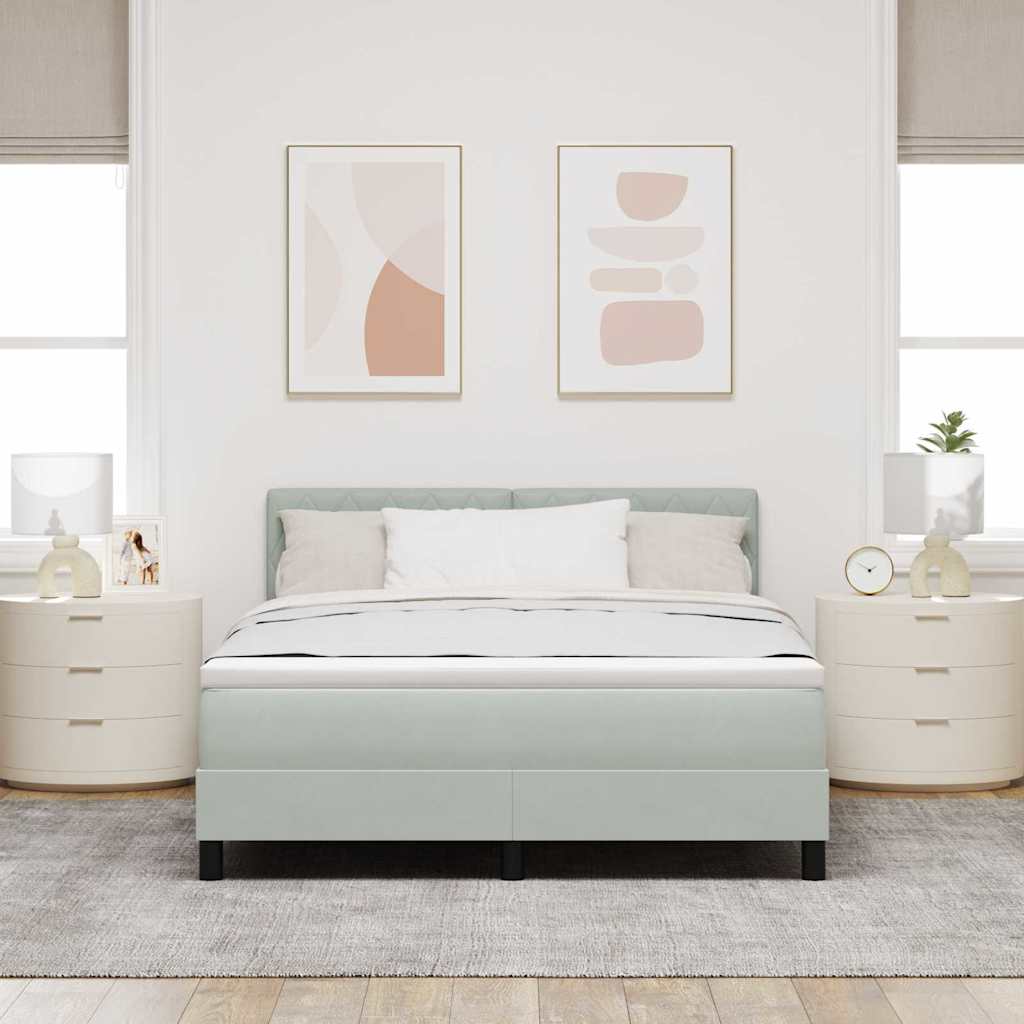 Boxspringbett mit Kopfteil Hellgrau 140 x 200 cm Samt