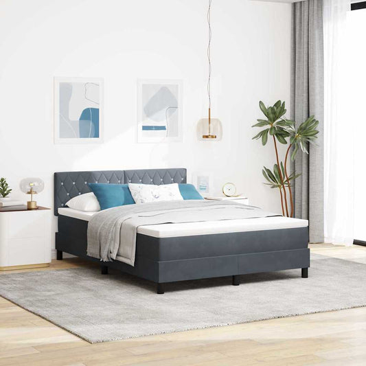 Boxspringbett mit Kopfteil Dunkelgrau 140 x 200 cm Samt