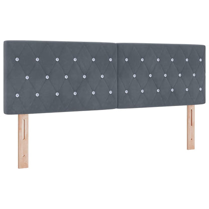 LED Boxspringbett mit Kopfteil Dunkelgrau 140 x 200 cm Samt