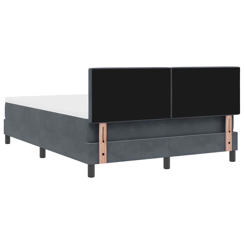 Boxspringbett mit Kopfteil Dunkelgrau 140 x 200 cm Samt