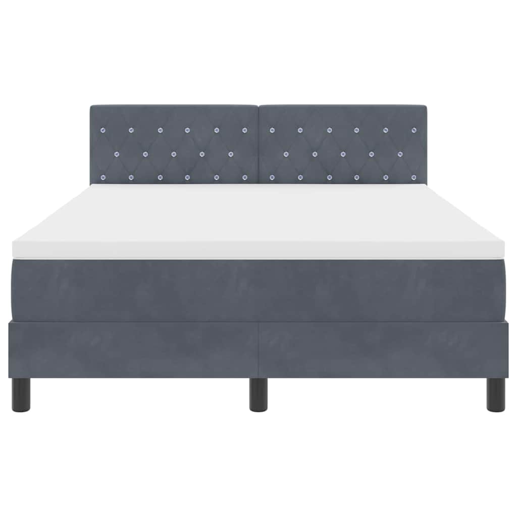 Boxspringbett mit Kopfteil Dunkelgrau 140 x 200 cm Samt