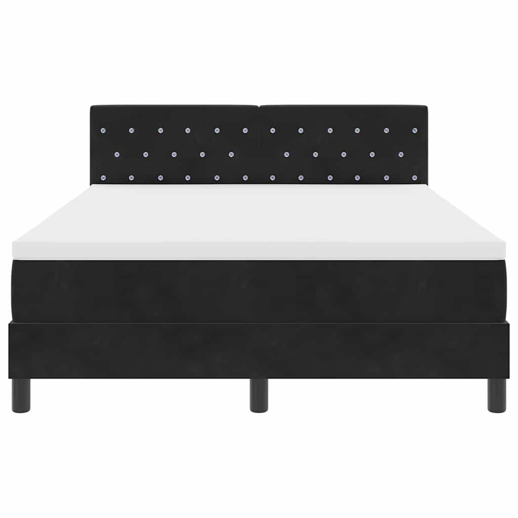 LED Boxspringbett mit Matratze Schwarz 140 x 200 cm Samt