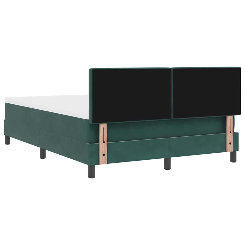 Boxspringbett mit Kopfteil Dunkelgrün 140 x 200 cm Samt