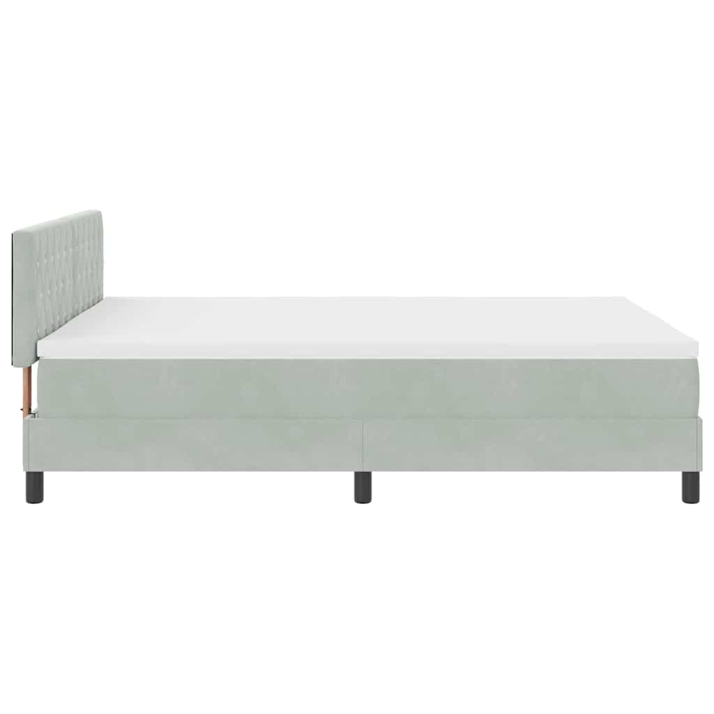 LED Boxspringbett mit Kopfteil Hellgrau 160 x 200 cm Samt