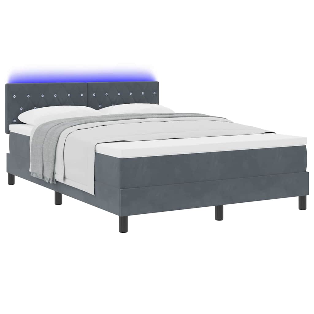 LED Boxspringbett mit Kopfteil Dunkelgrau 160 x 200 cm Samt
