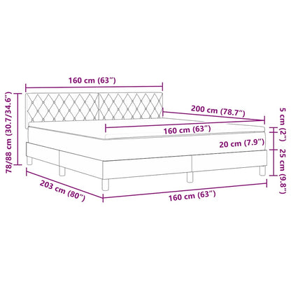LED Boxspringbett mit Kopfteil Dunkelgrau 160 x 200 cm Samt