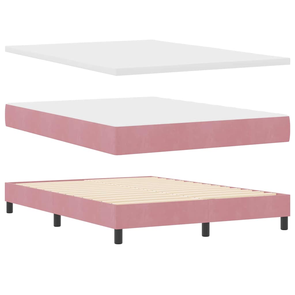 LED Boxspringbett mit Matratze mit LED Rosa 160 x 200 cm Samt