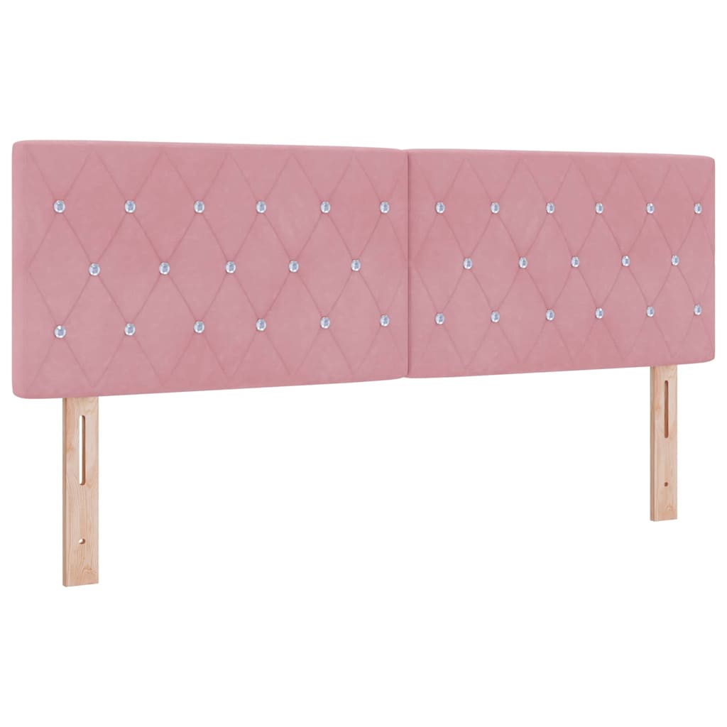 LED Boxspringbett mit Matratze mit LED Rosa 160 x 200 cm Samt