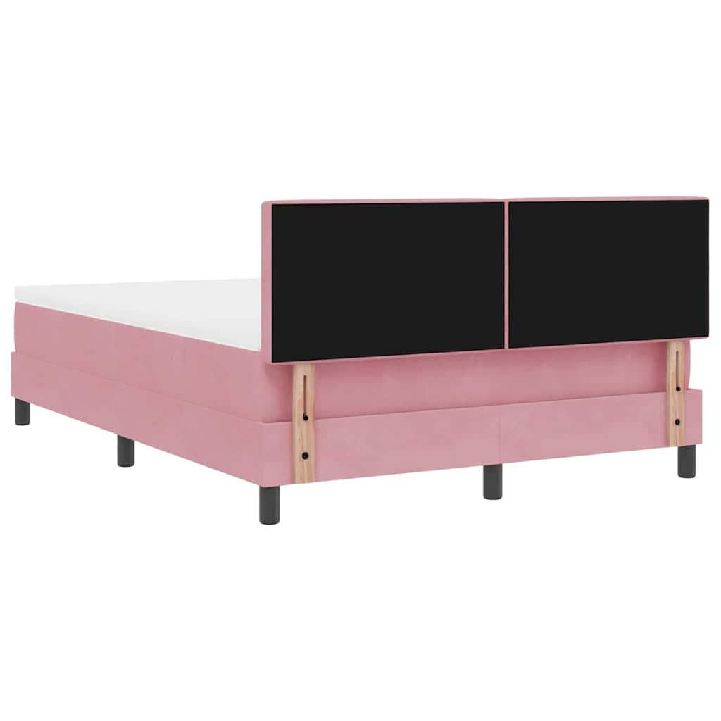 LED Boxspringbett mit Matratze mit LED Rosa 160 x 200 cm Samt