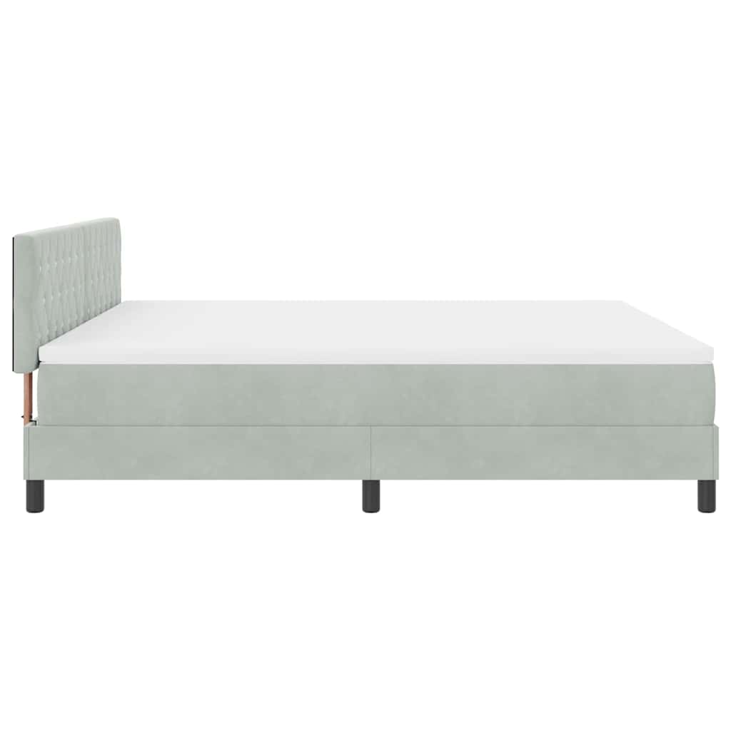 LED Boxspringbett mit Matratze Hellgrau 180 x 200 cm Samt