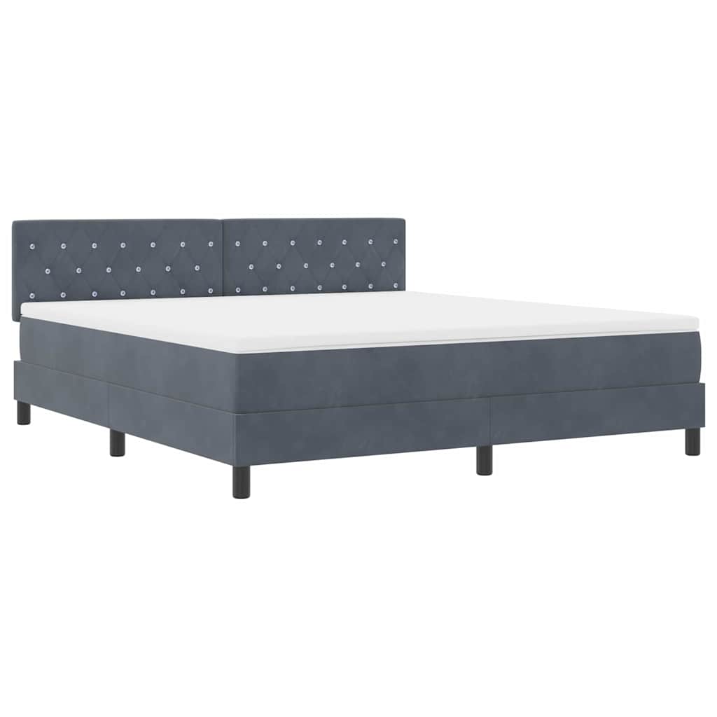 LED Boxspringbett mit Kopfteil Dunkelgrau 180 x 200 cm Samt