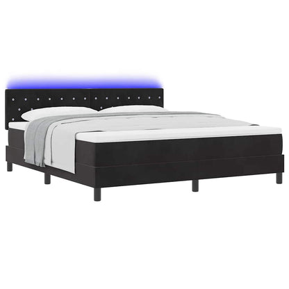 LED Boxspringbett mit Matratze Schwarz 180 x 200 cm Samt