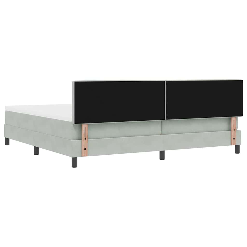 LED Boxspringbett mit Kopfteil Hellgrau 200 x 200 cm Samt