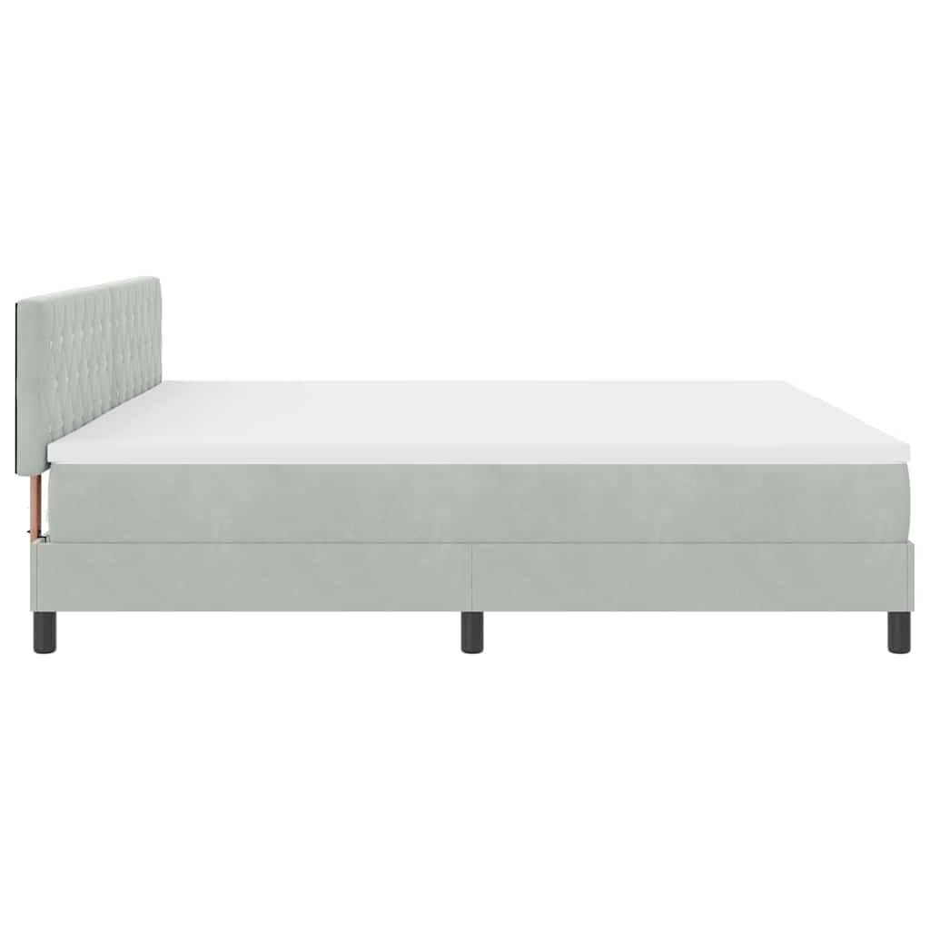 LED Boxspringbett mit Kopfteil Hellgrau 200 x 200 cm Samt