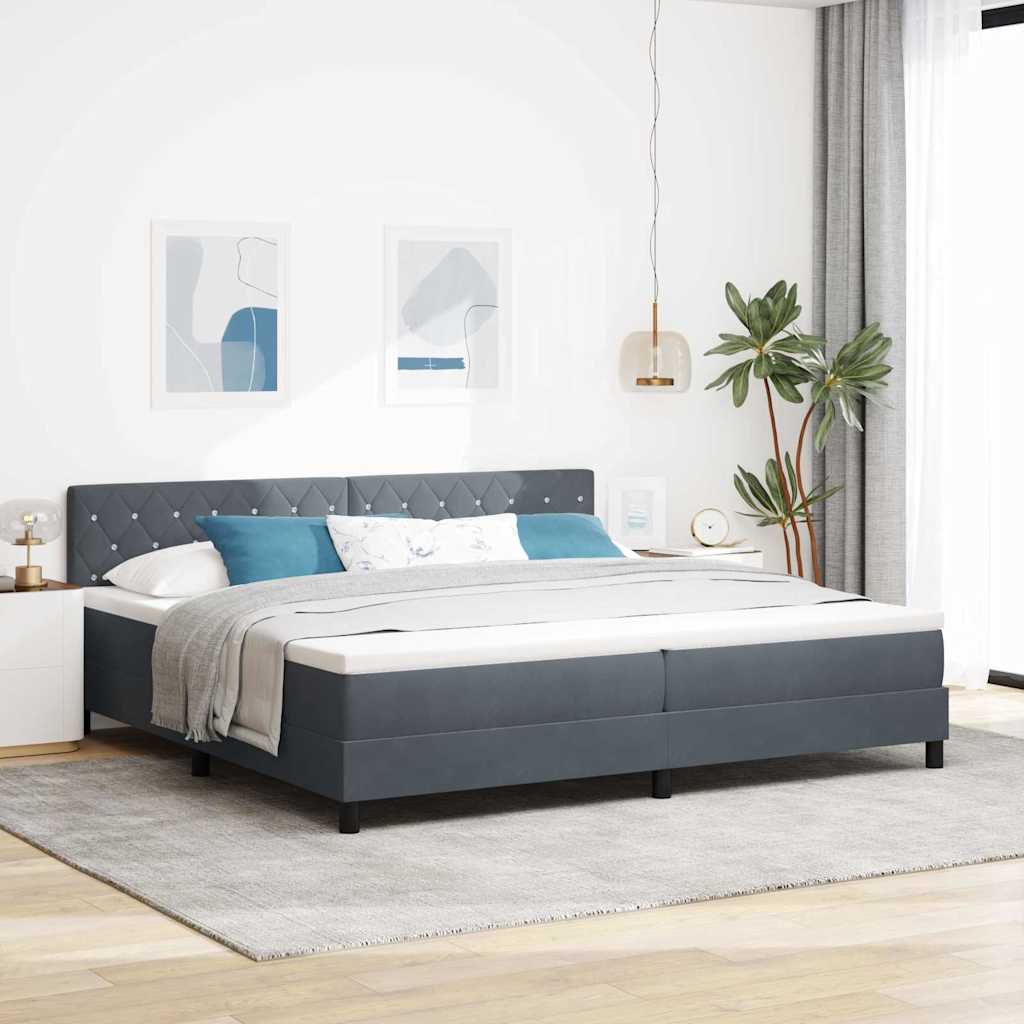 Boxspringbett mit Kopfteil Dunkelgrau 200 x 200 cm Samt