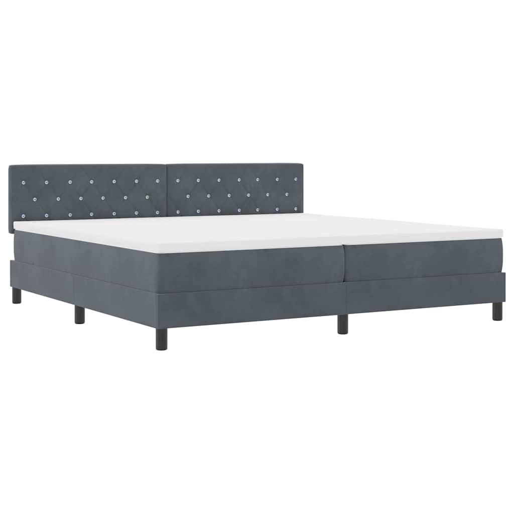 Boxspringbett mit Kopfteil Dunkelgrau 200 x 200 cm Samt