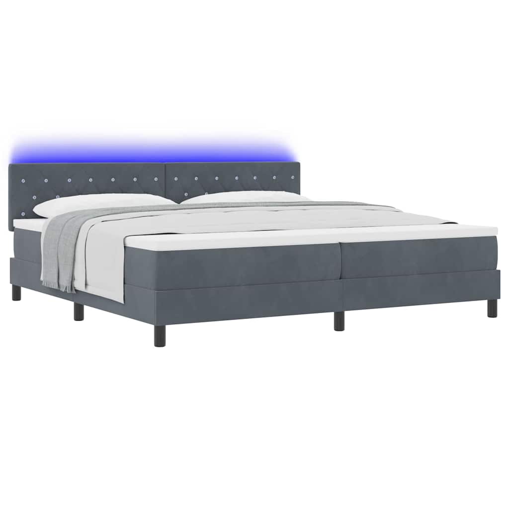 Boxspringbett mit Kopfteil Dunkelgrau 200 x 200 cm Samt